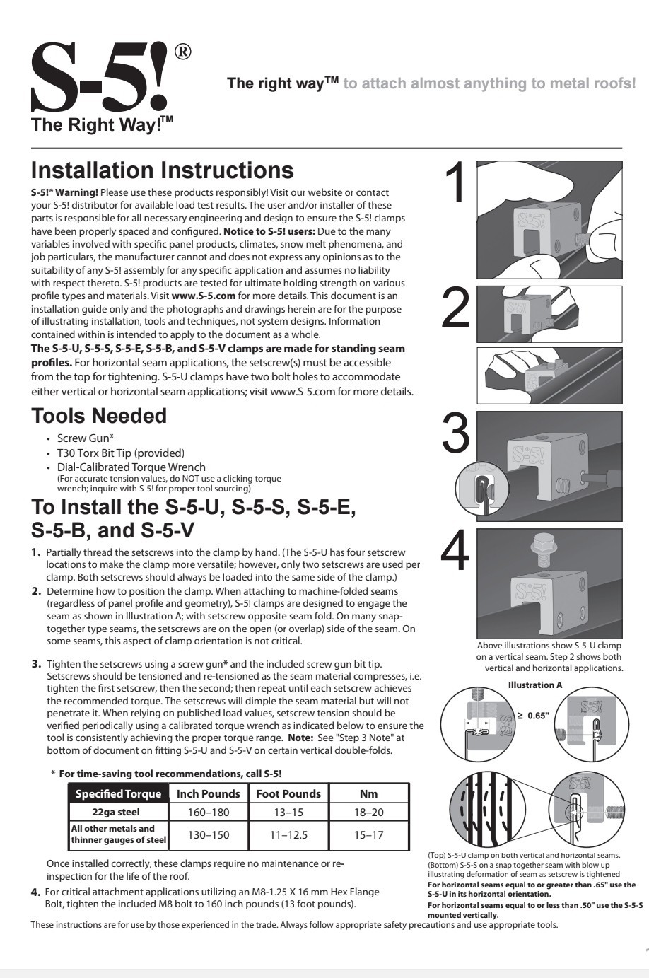 S-5! S-5-U Clamp Size U Universal Clamp for Standing Seam (Box Of 30) New