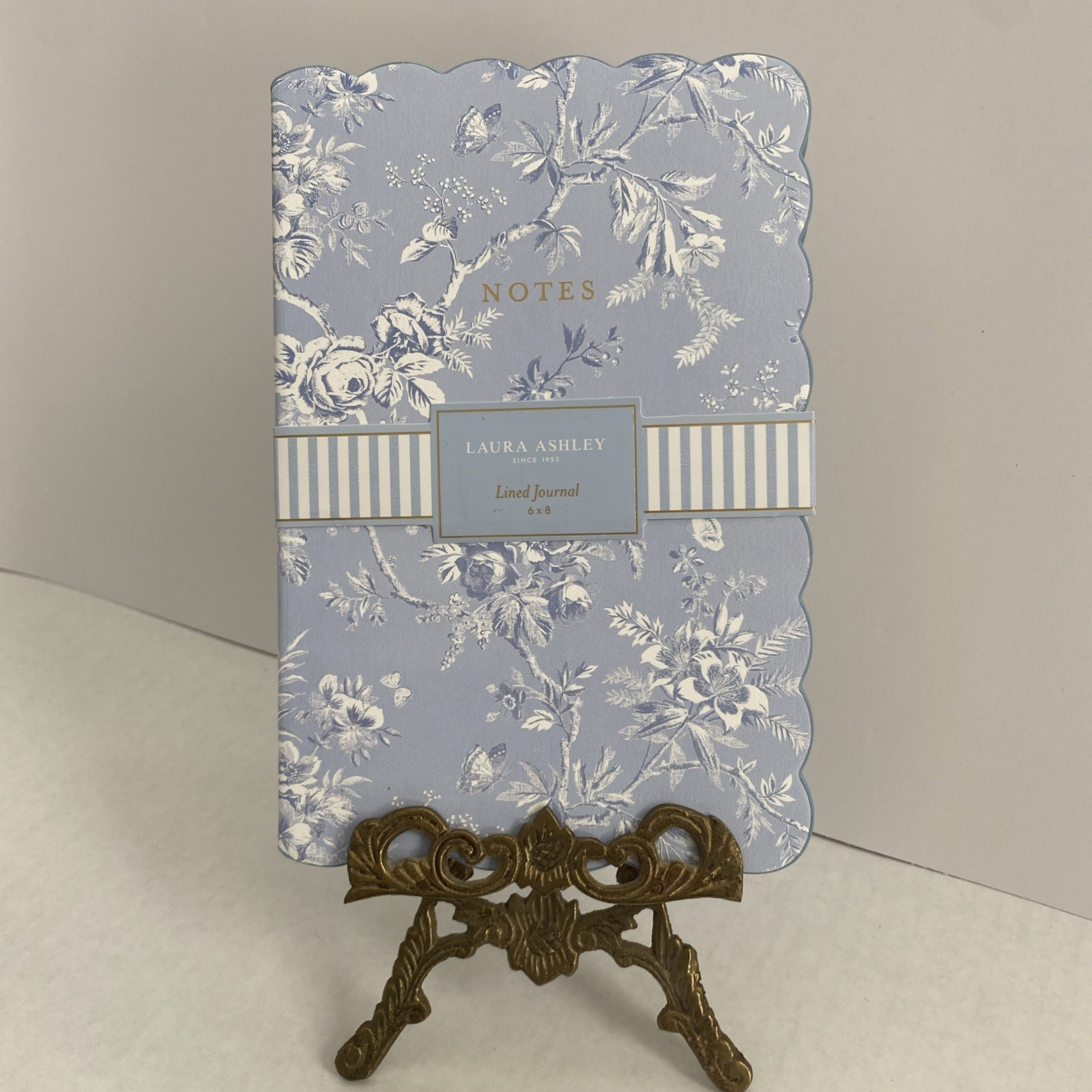 Laura Ashley Shabby Chic Green Print Scalloped Hardcover Journal Gold Edge – NEW