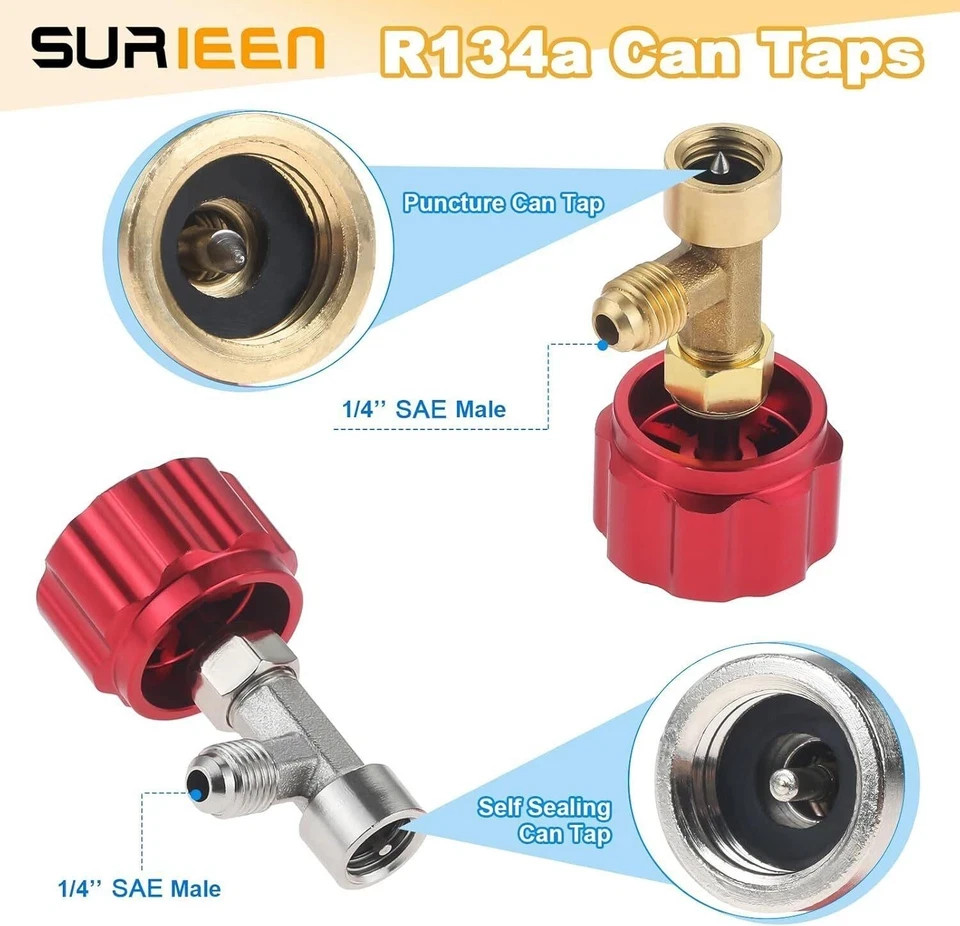 R134a Can Tap Valve Â Self-sealing & Puncture Style W/ Tank Adapter for A/c