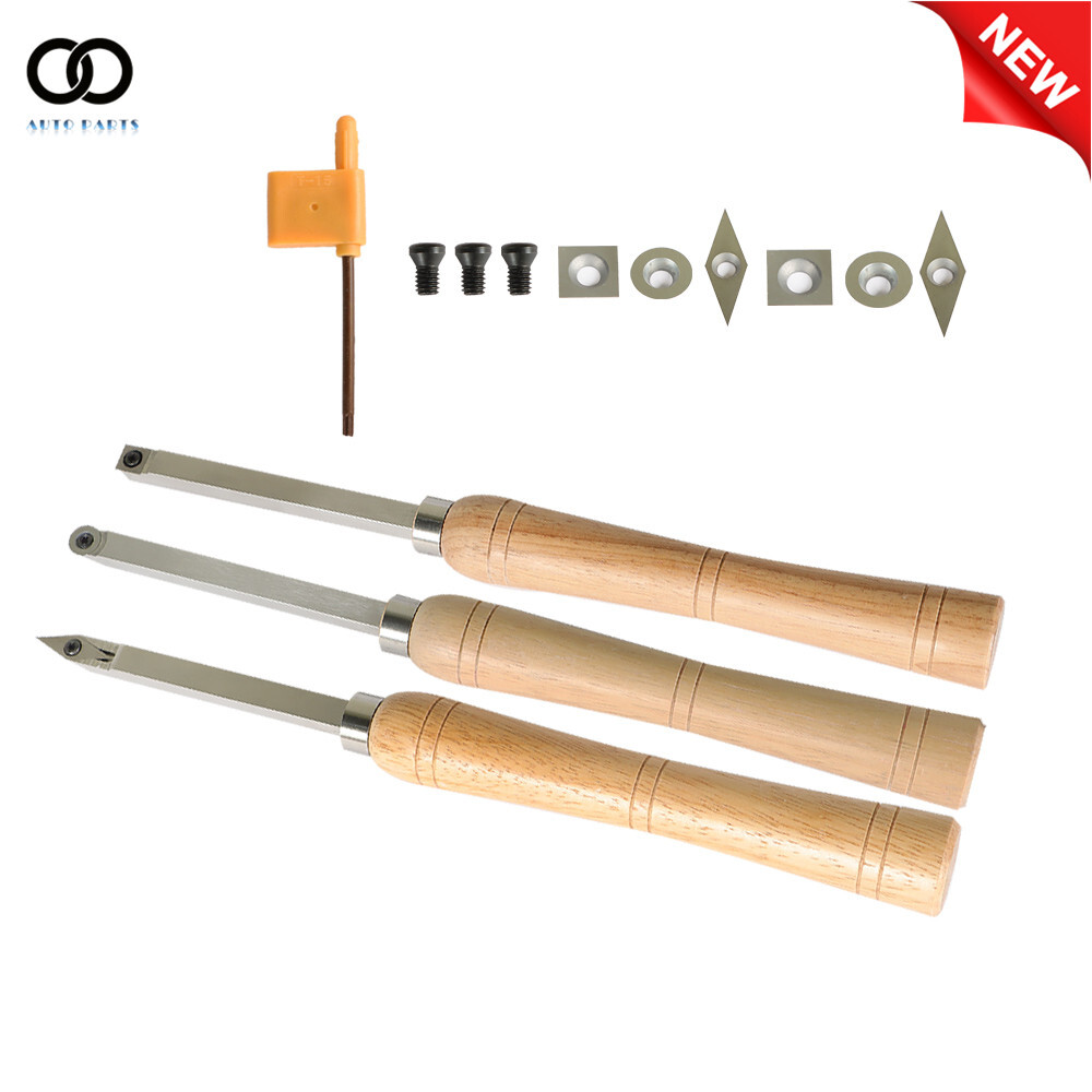 Carbide Woodturning Tool Mini Size With Comfort Grip Handles (3 Piece Set)