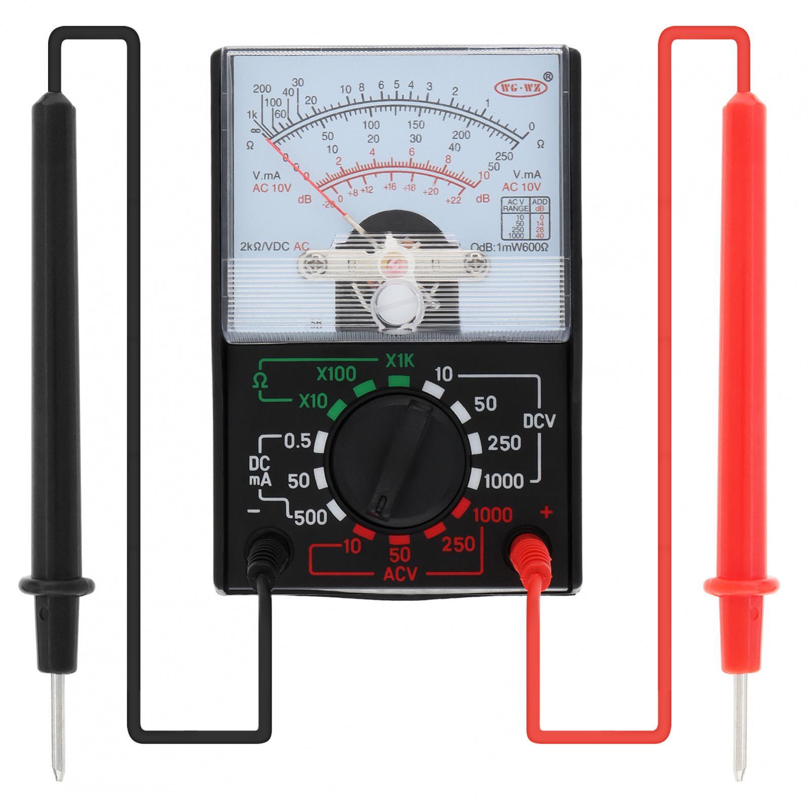 Small Analog Multimeter Pointer AC DC Voltage Analog Volt Meter with Test Leads