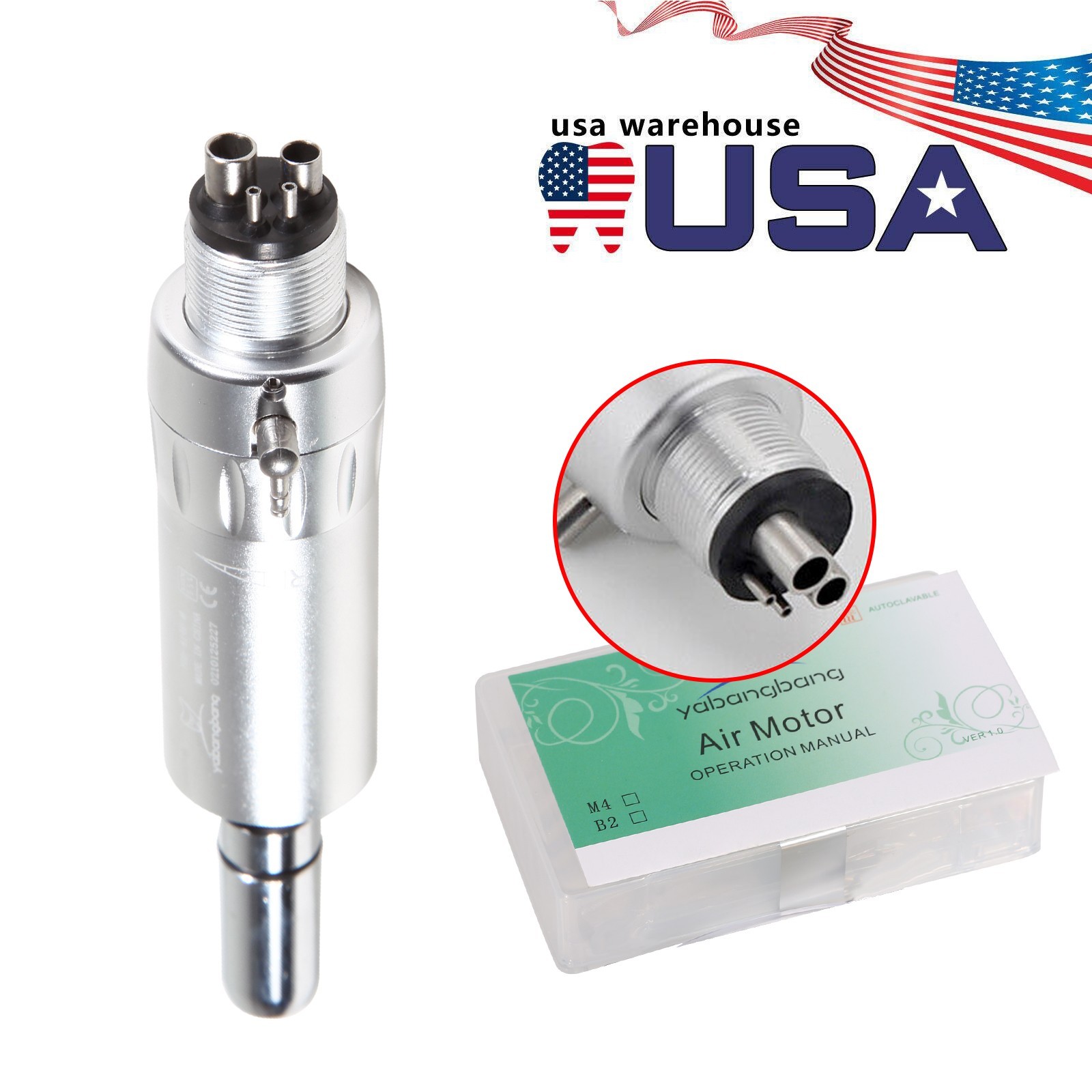 NSK Style Dental Contra Angle Straight Air Motor 4H Slow Speed Handpiece FAST