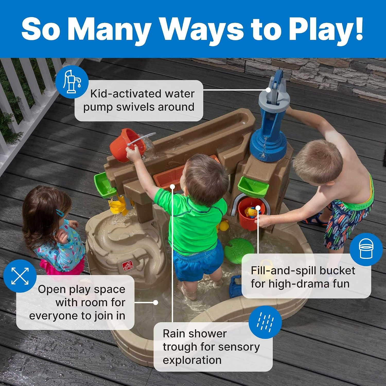 Step 2 Pump & Splash Discovery Pond Water Table, Kids Water Sensory Activity Poo