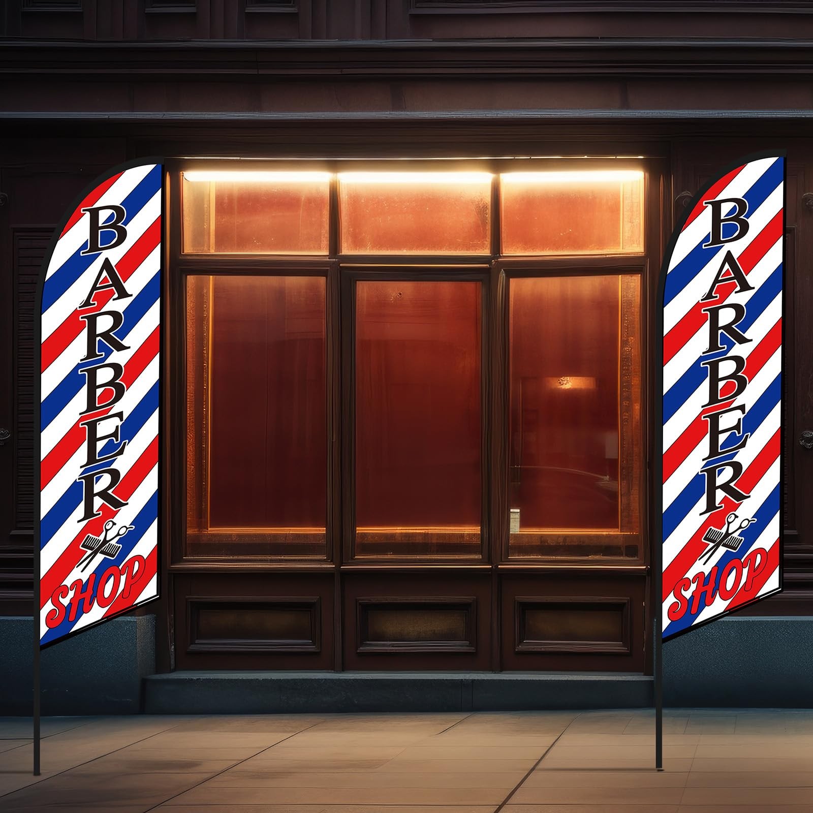 Barber Feather Flag 8ft Swooper Banner Sign Business Outdoor Sign 2pk