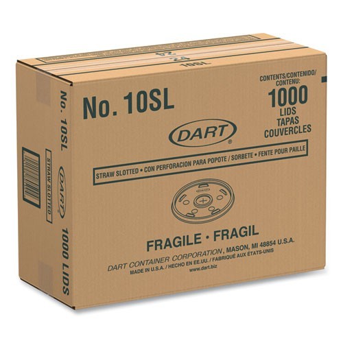 Dart Plastic Cold Cup Lids, Fits 10 oz Cups, Translucent, 100/Pack, 10 Packs/CT