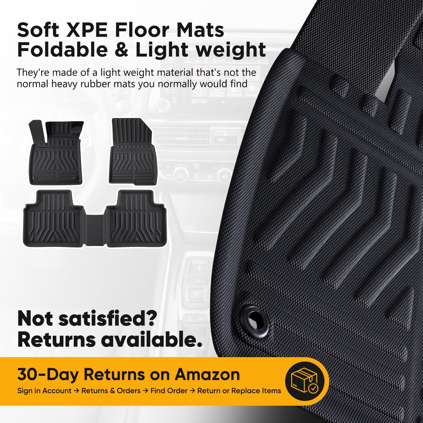 Carxion Car Floor Mats For Honda Accord 2022 2021 2020 2019 2018 All Weather