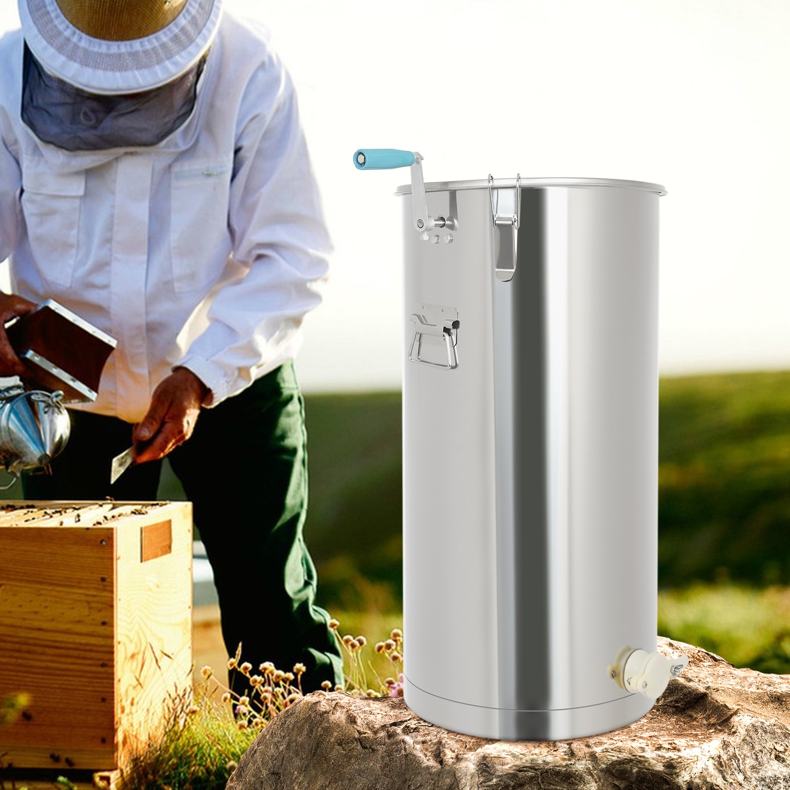 Manual Honey Extractor 2 Frame Beekeeping Honeycomb Spinner Stainless Steel