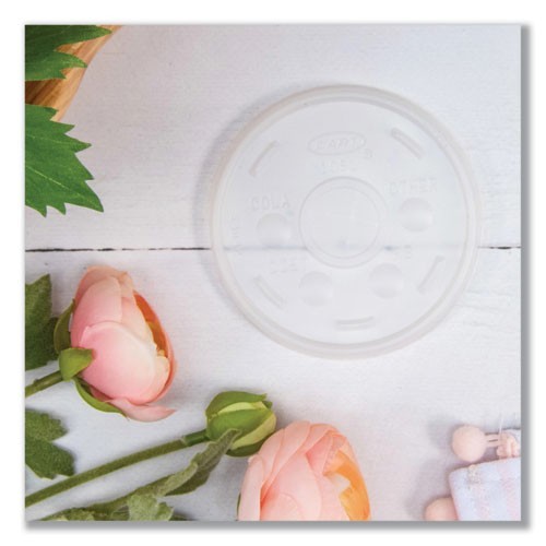 Dart Plastic Cold Cup Lids, Fits 10 oz Cups, Translucent, 100/Pack, 10 Packs/CT