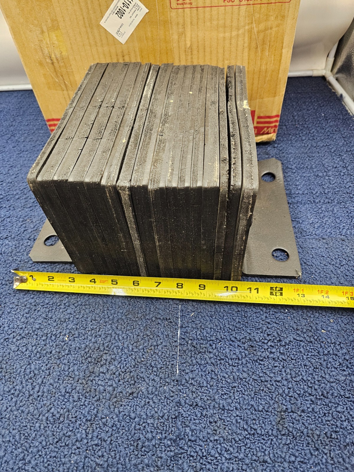 Dock Bumper Rectangular, 13 in L x 10 in W x 6 in H, Laminated Rubber 1110-1002