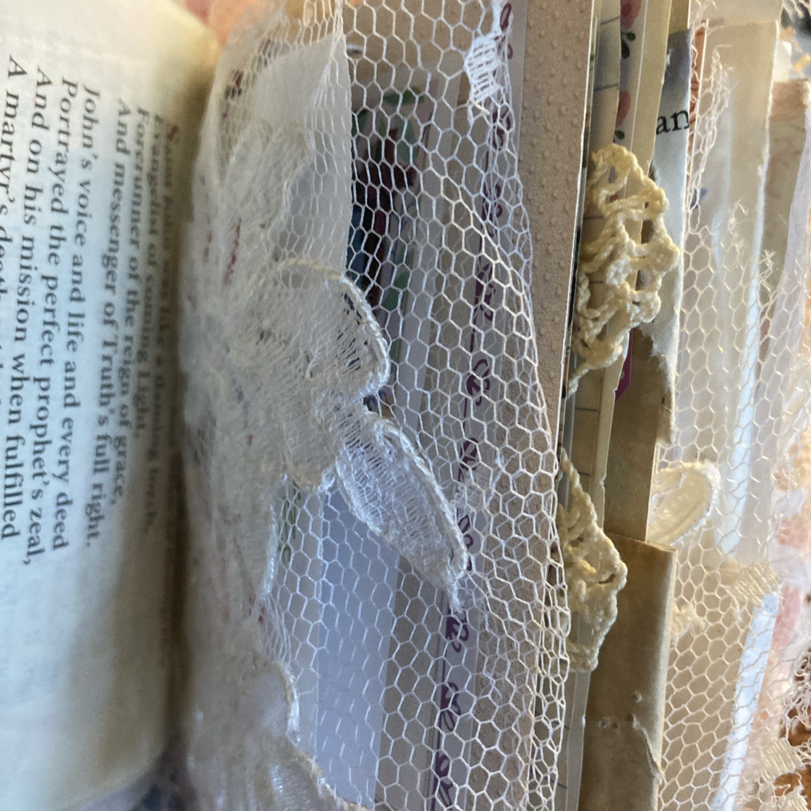 Junk Journal- Grungy, Textile Postcard
