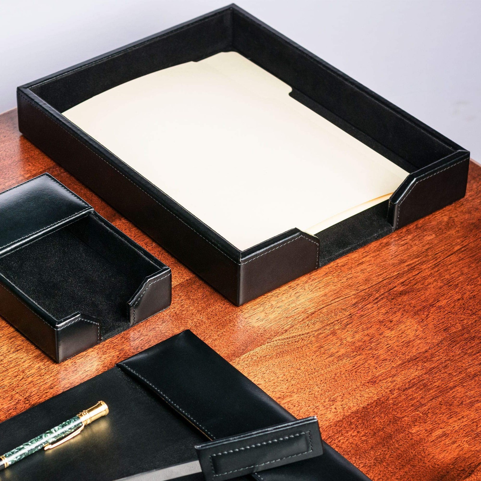 Dacasso Bonded Leather Desktop Tray Luxury Letter Holder Paper Organizer For