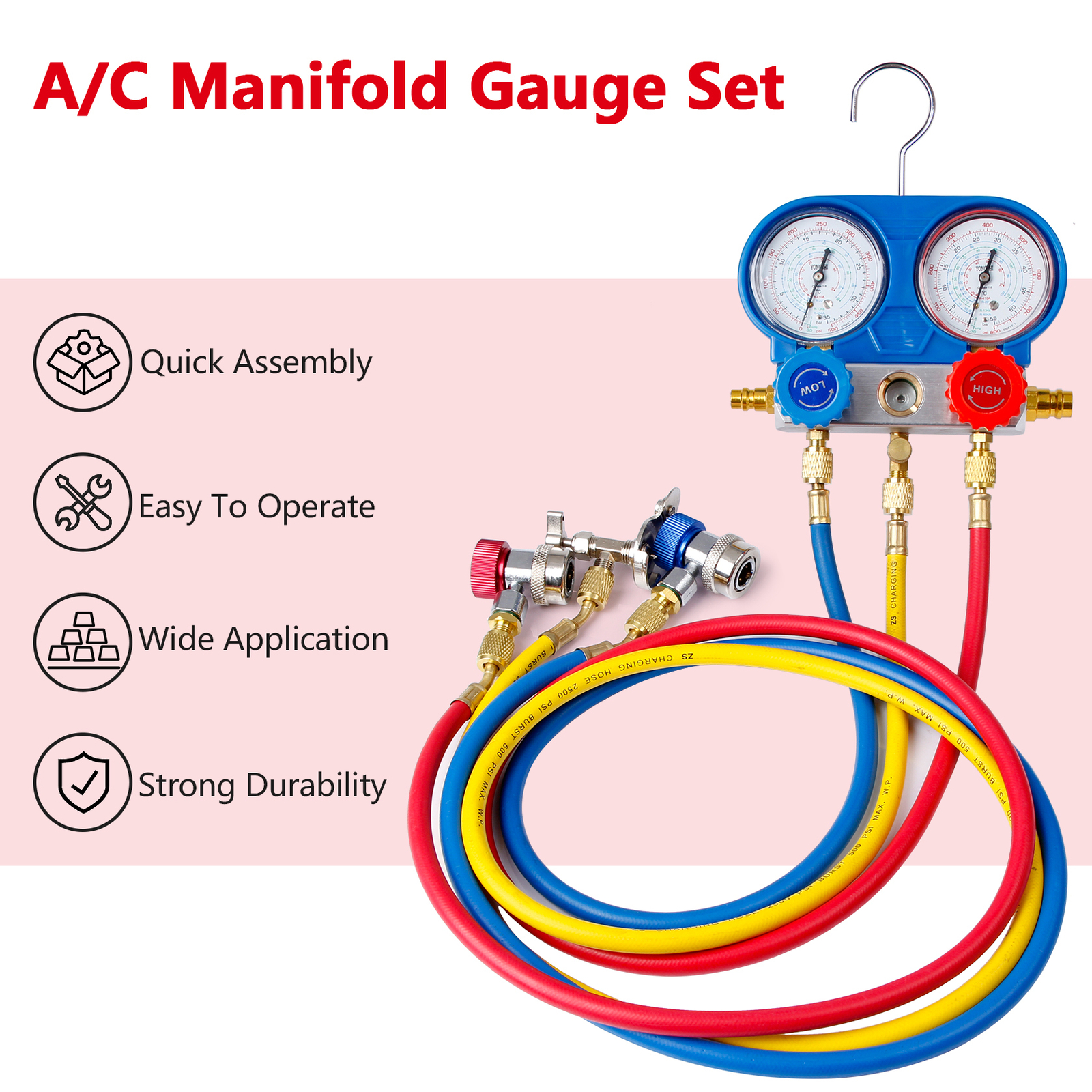 A/C AC Manifold Gauge Set for Car test Kit Manometer Gauge System Refrigeration