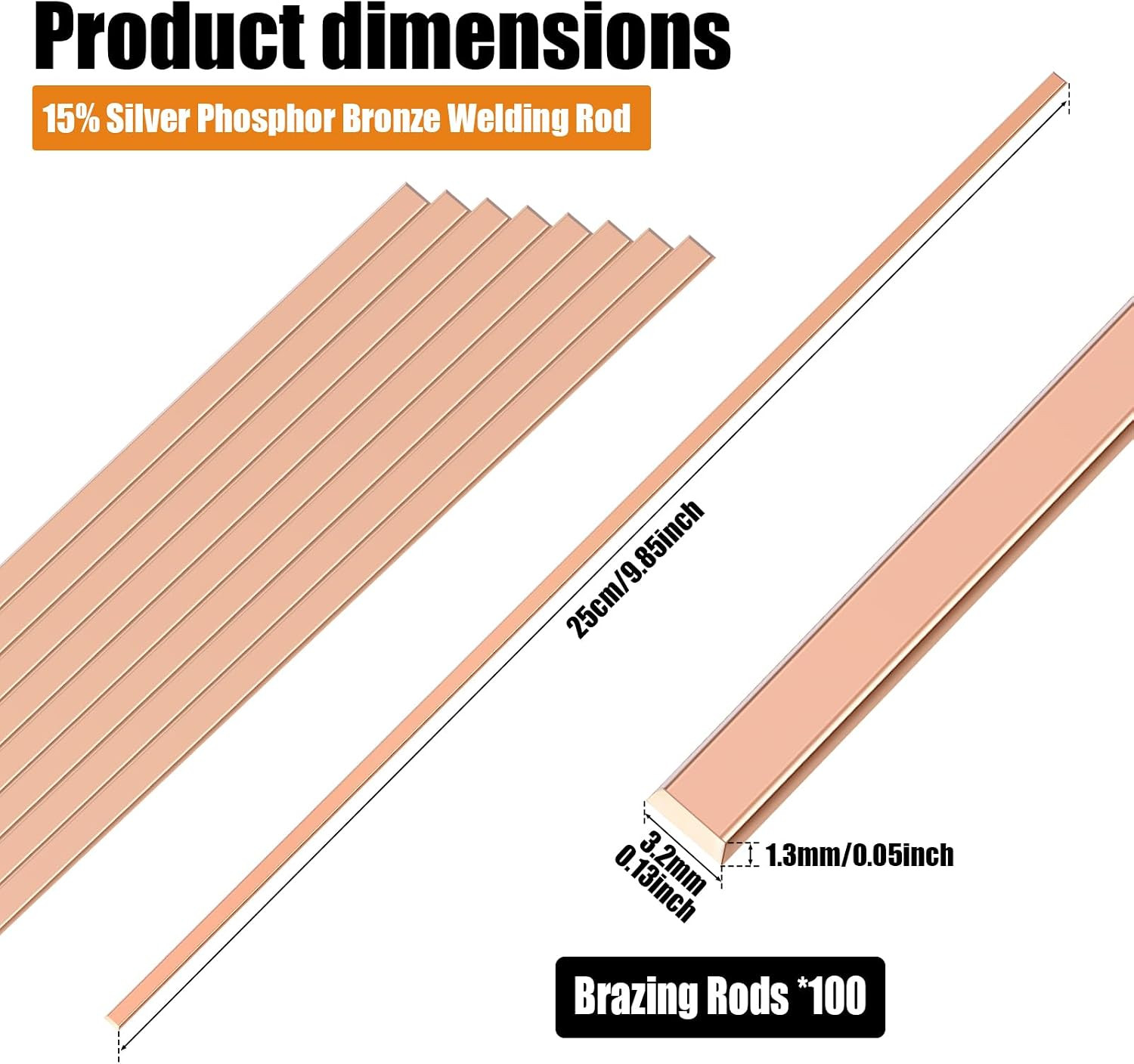 100 Sticks 15% Silver Brazing Rods AWS Bcup-5 15% Silver Solder Phos Copper Braz