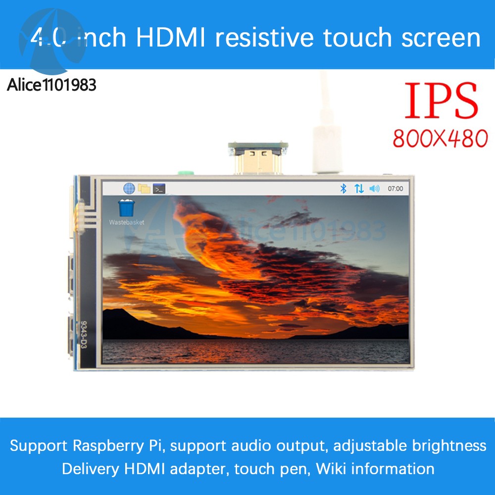 4″ LCD Touch Screen Display Module 800*480 TFT IPS for Raspberry Pi 3 4 B/B+