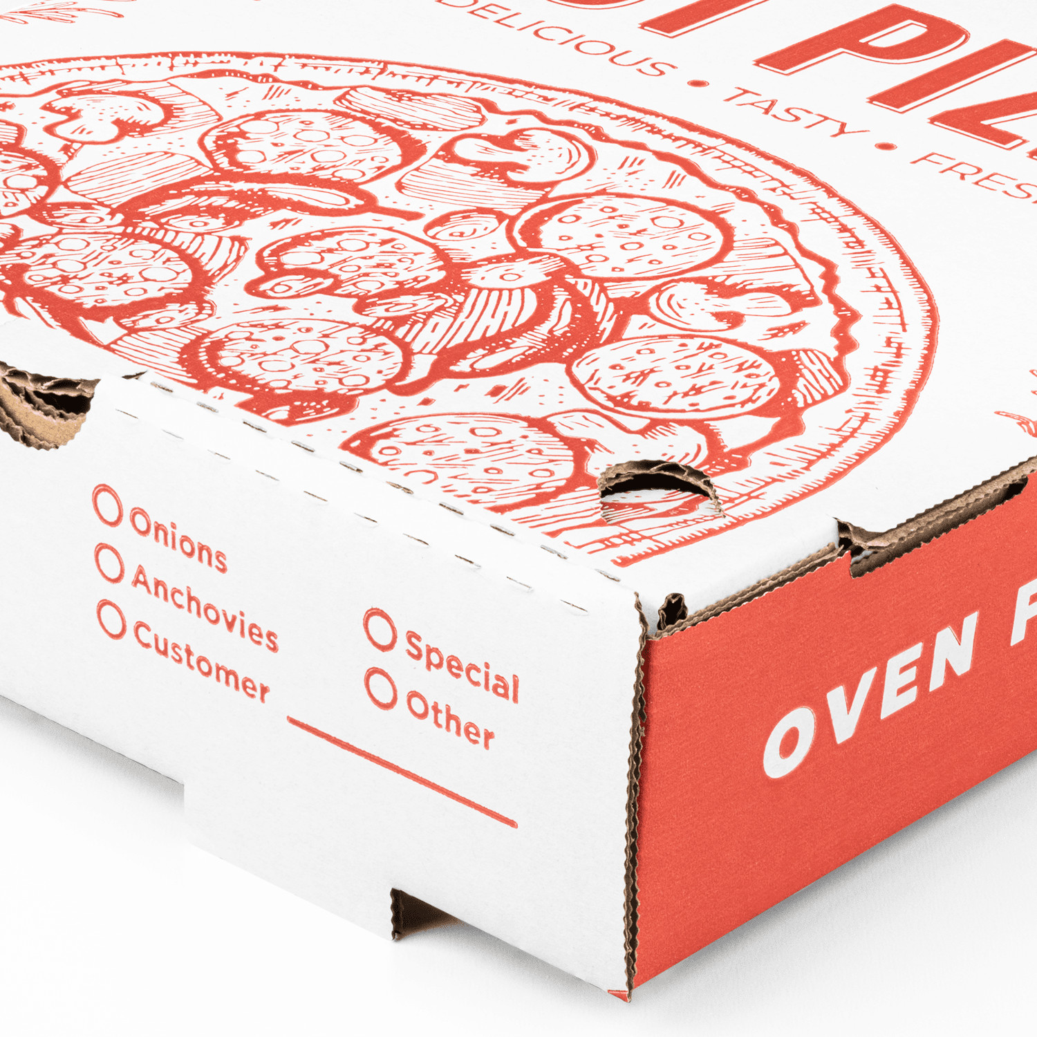 Karat Corrugated Pizza Box, 12”x12”x2”, Generic Print – 50 pcs, FP-PBF12WG