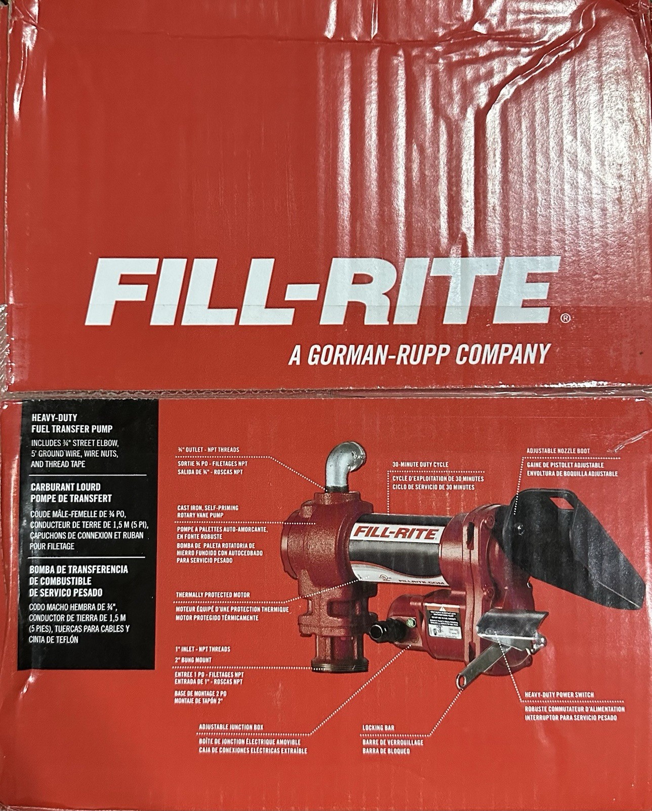 Fill-Rite FR1204H 12Vdc 15-GPM Fuel Transfer Pump – Red