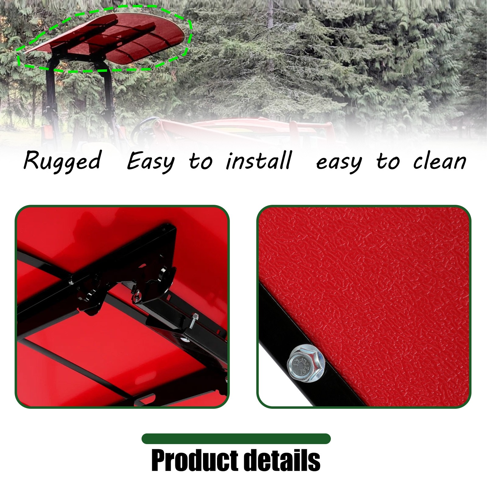 Tuff Top Tractor Canopy 52″ X 52″ For John Deere 2″ x 2″ or 2″ x 3″ ROPS RED
