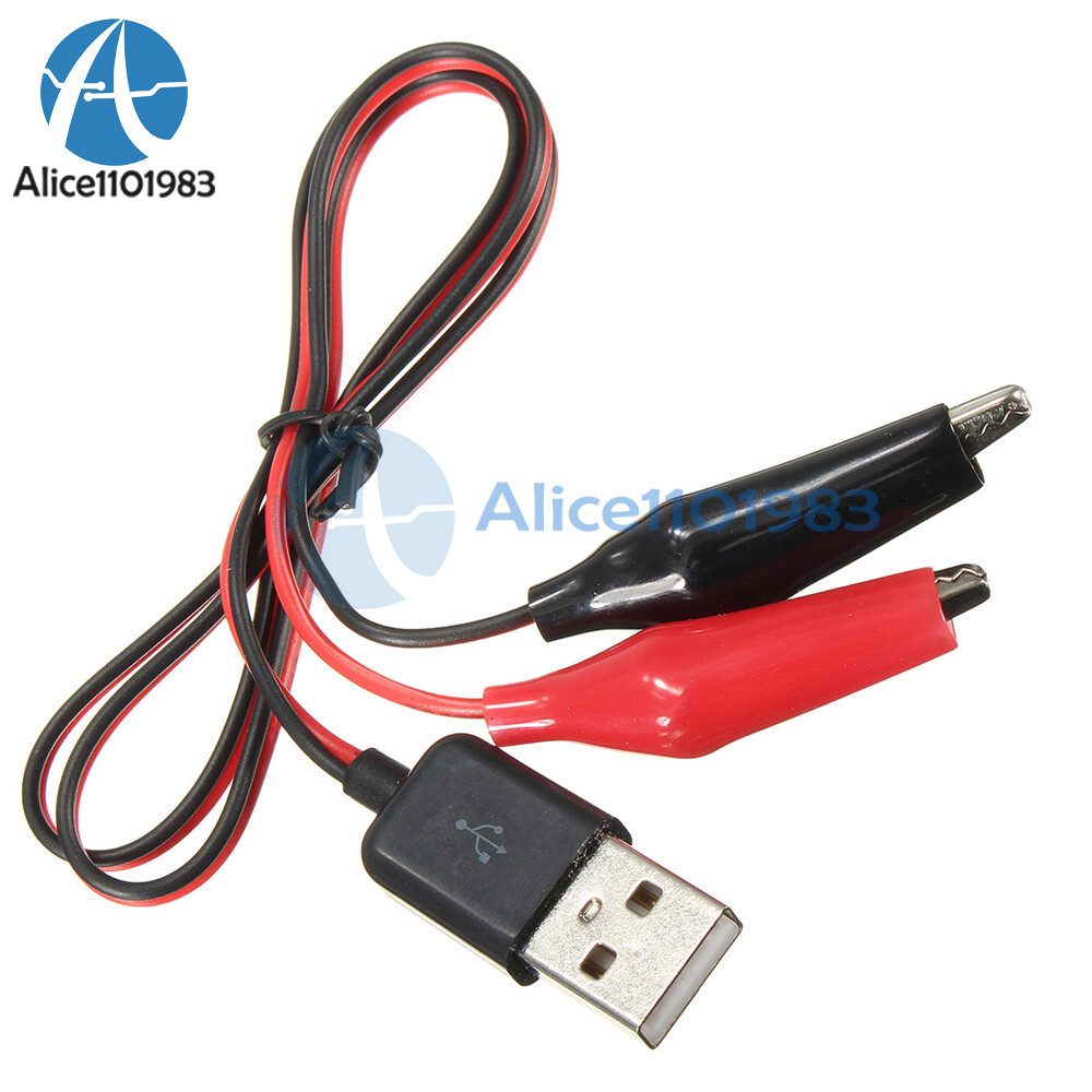 Alligator Test Clip Clamp to USB Female/Male Connector Adapter Cable Cord