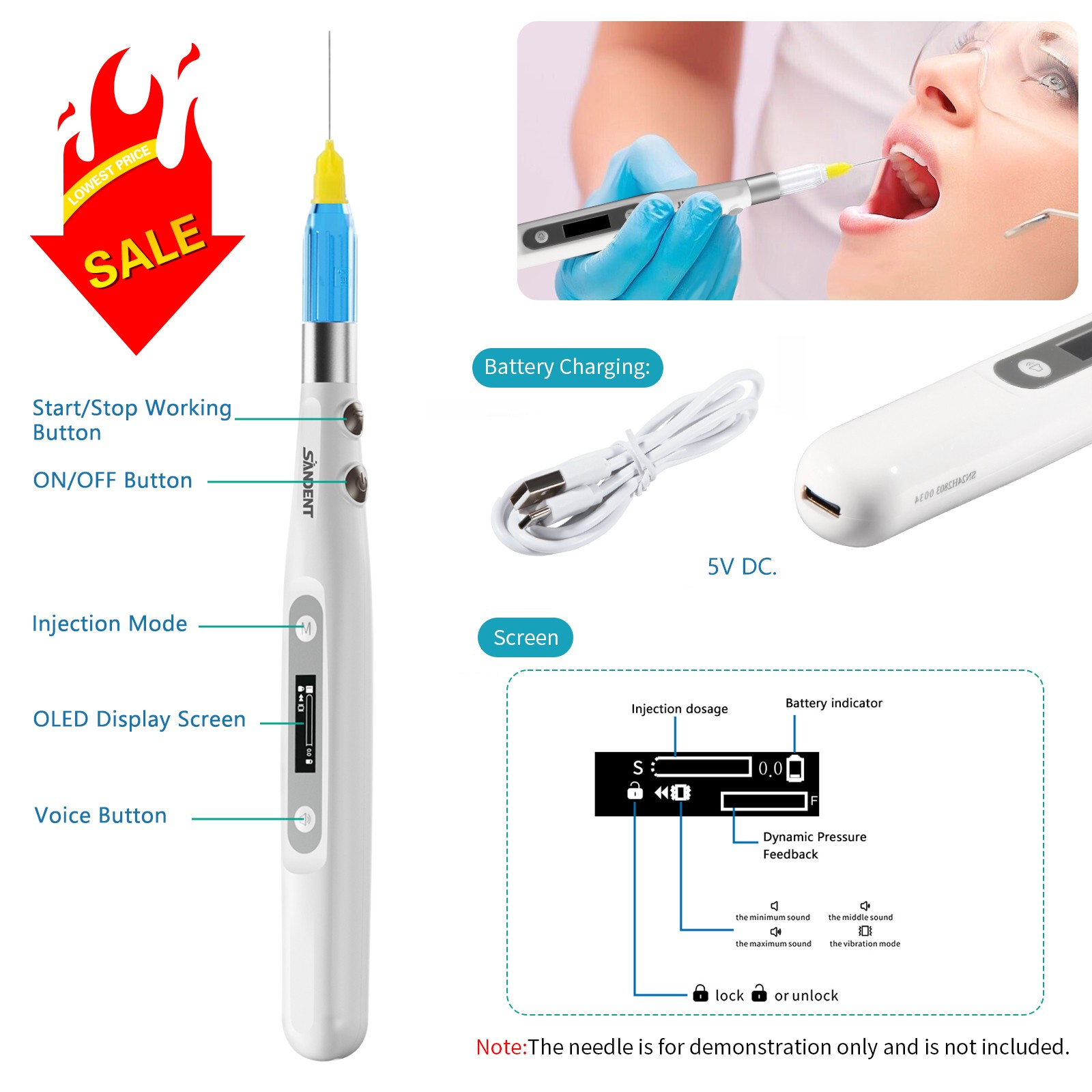 5PCS Estilo Dental NSK Pana Air Alta Velocidad Pieza de Mano 2 Agujeros Botón