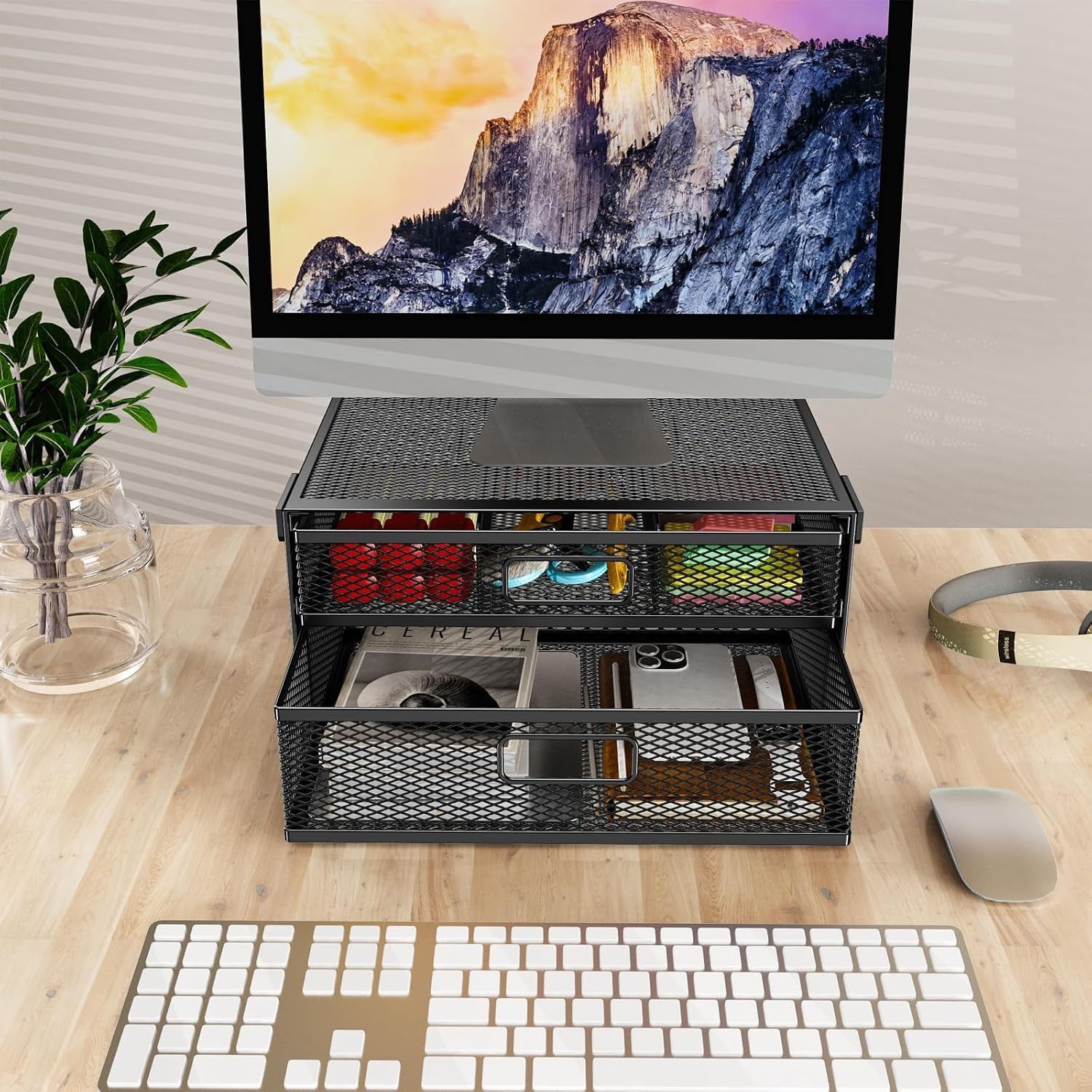 Under Desk Drawer Organizer No Drilling 2 Slide Out Drawer Under Desk Storage…