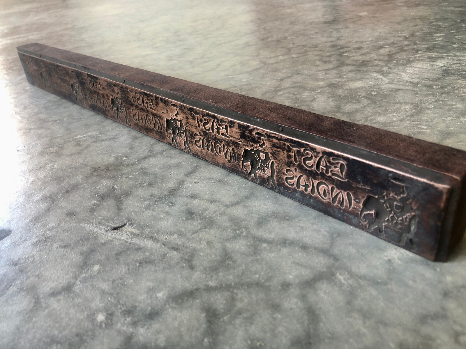 Large Long copper Antique Letterpress PRINTING BLOCK – EAST INDIA’S Ad