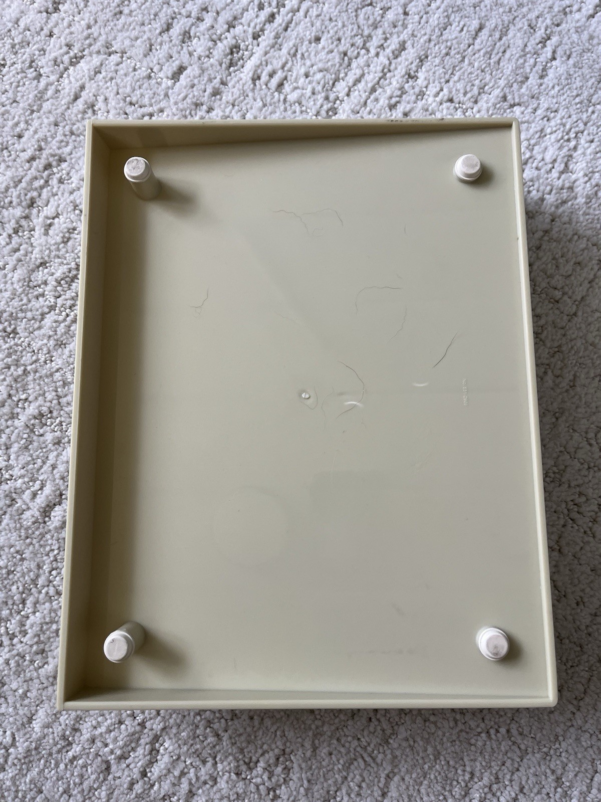 Vintage Beige Plastic Currency Strap Organizer Bank Teller Bill Band Rack 6 Slot
