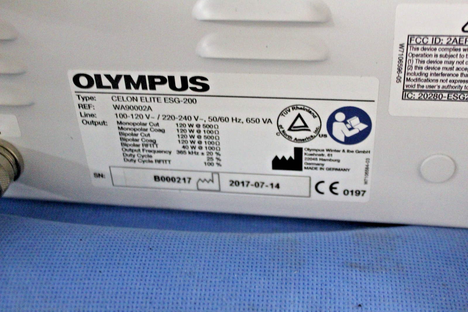 OLYMPUS CELON ELITE ESG-200, REF: WA900002A W/ FOOTSWICHT SYSTEM