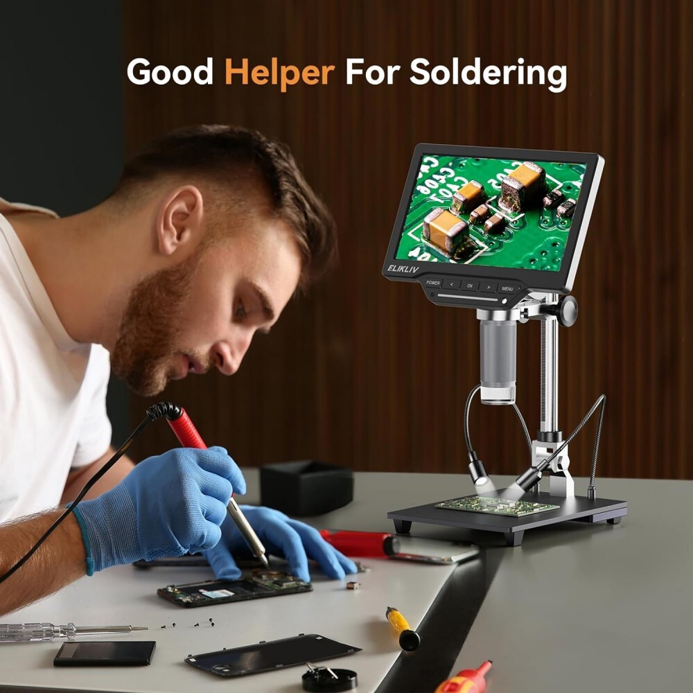 Elikliv’s Digital Microscope EDM201 SE IPS screen 10X-1200X Zoom 12MP 26cm
