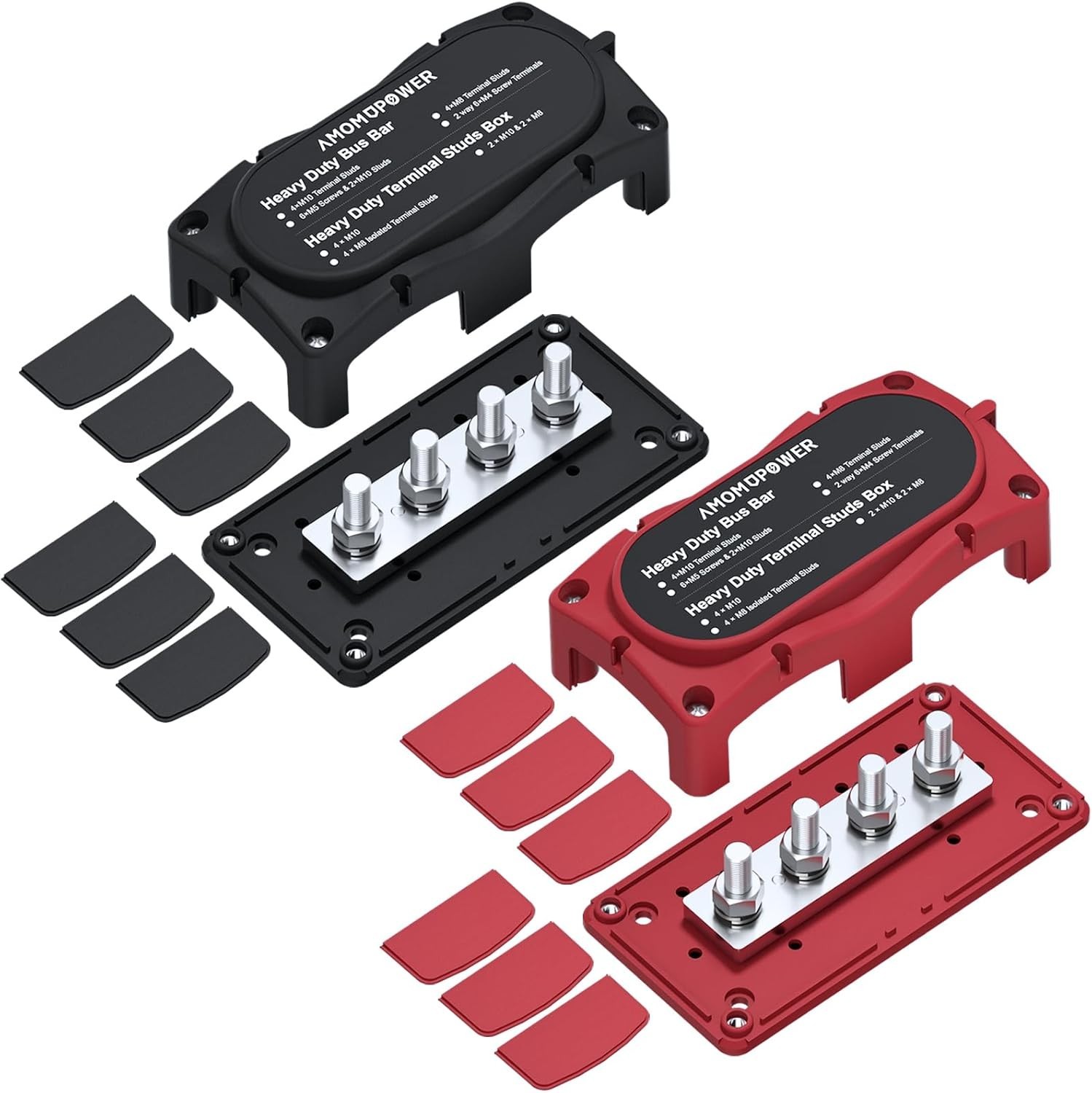 2Pcs 300A Busbar 12-48V DC Heavy Duty Copper Power Distribution Block 4 X M8 (5/