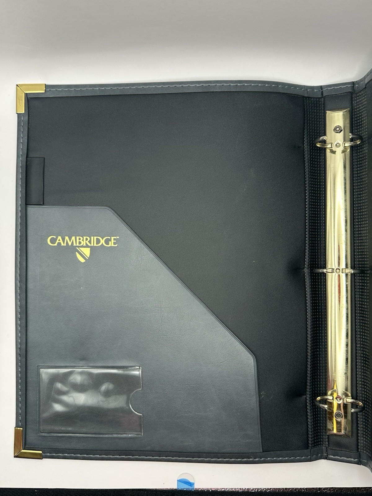 Cambridge Gray Leather Daily Use Binder with Metal Corners & Card Holder