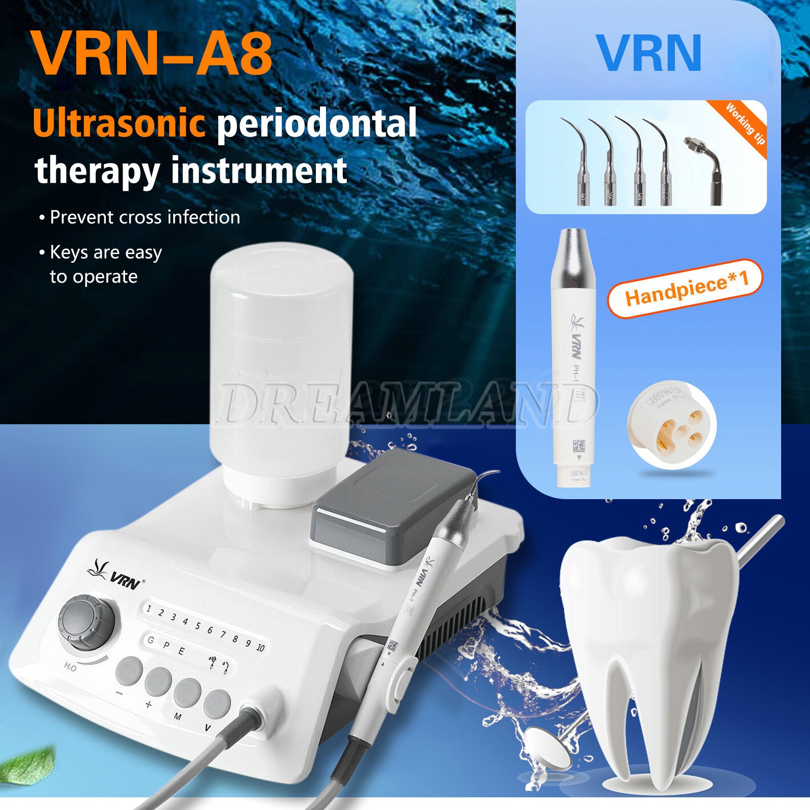 VRN Dental Ultrasonic Piezo Scaler Detachable LED Handpiece F/ EMS Woodpecker MX