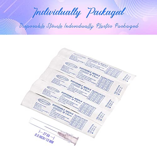 100 Pack 27 Gauge 1/2 Inch Luer Lock Needles Sterile Lab Dispensing Supplies