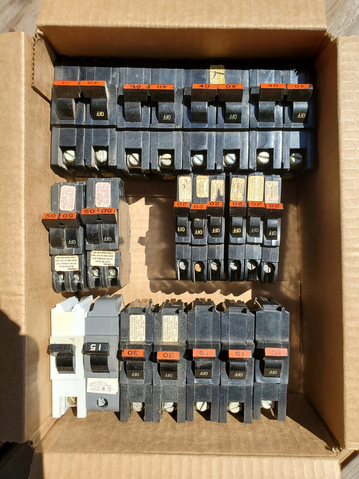 Lot of 20 Federal Pacific Electric Breakers Stab-Lok 50A 40A 30A 20A 15A