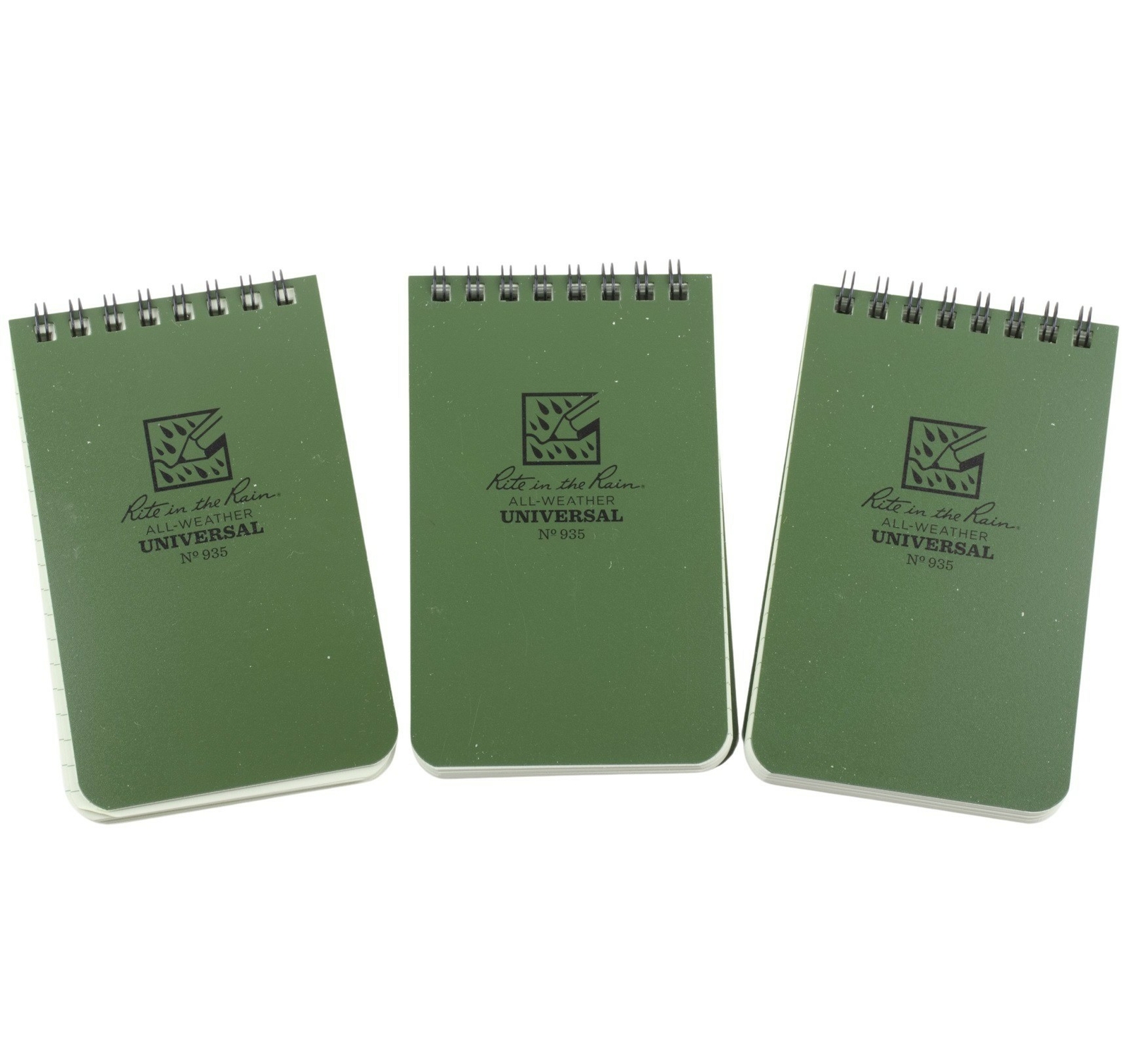 Rite in the Rain Top Spiral Notebook 3″ x 5″ Green Polydura All Weather 3 Pack