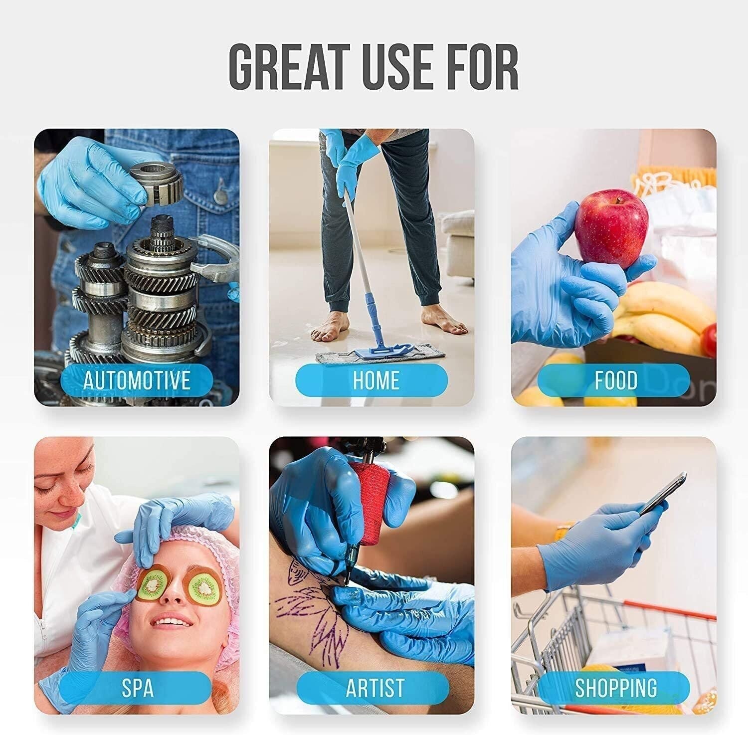 SereneLife 1000Pcs Soft Industrial Glove Nitrile Vinyl Large Size/Powder-Free