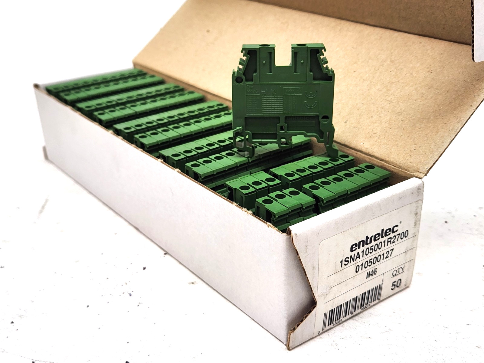 BOX OF 50! Entrelec M4/6 1SNA105001R2700 Terminal Blocks Connector Green