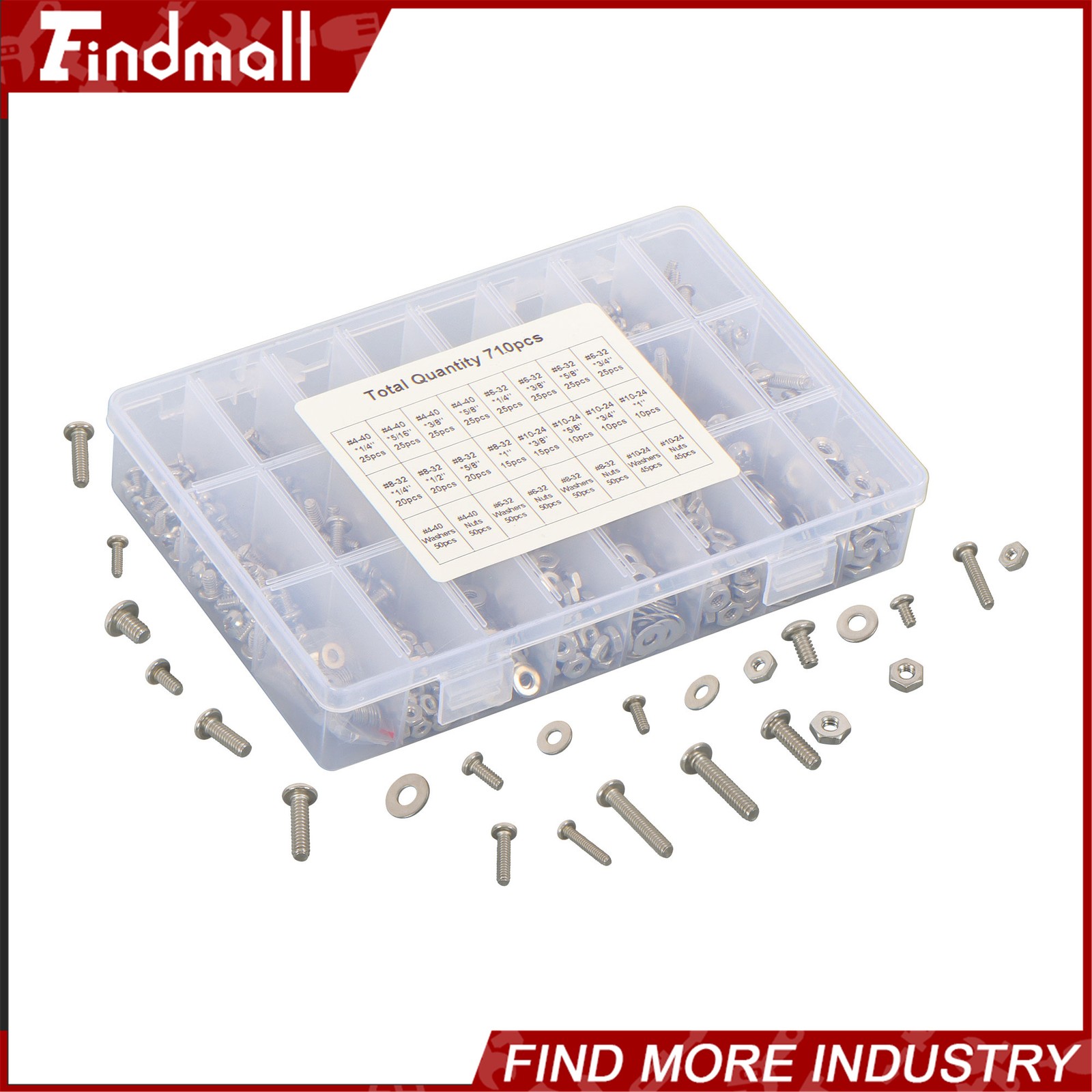 710Pcs Machine Screw Assortment Assorted Nuts Bolts and Flat Washers Kit