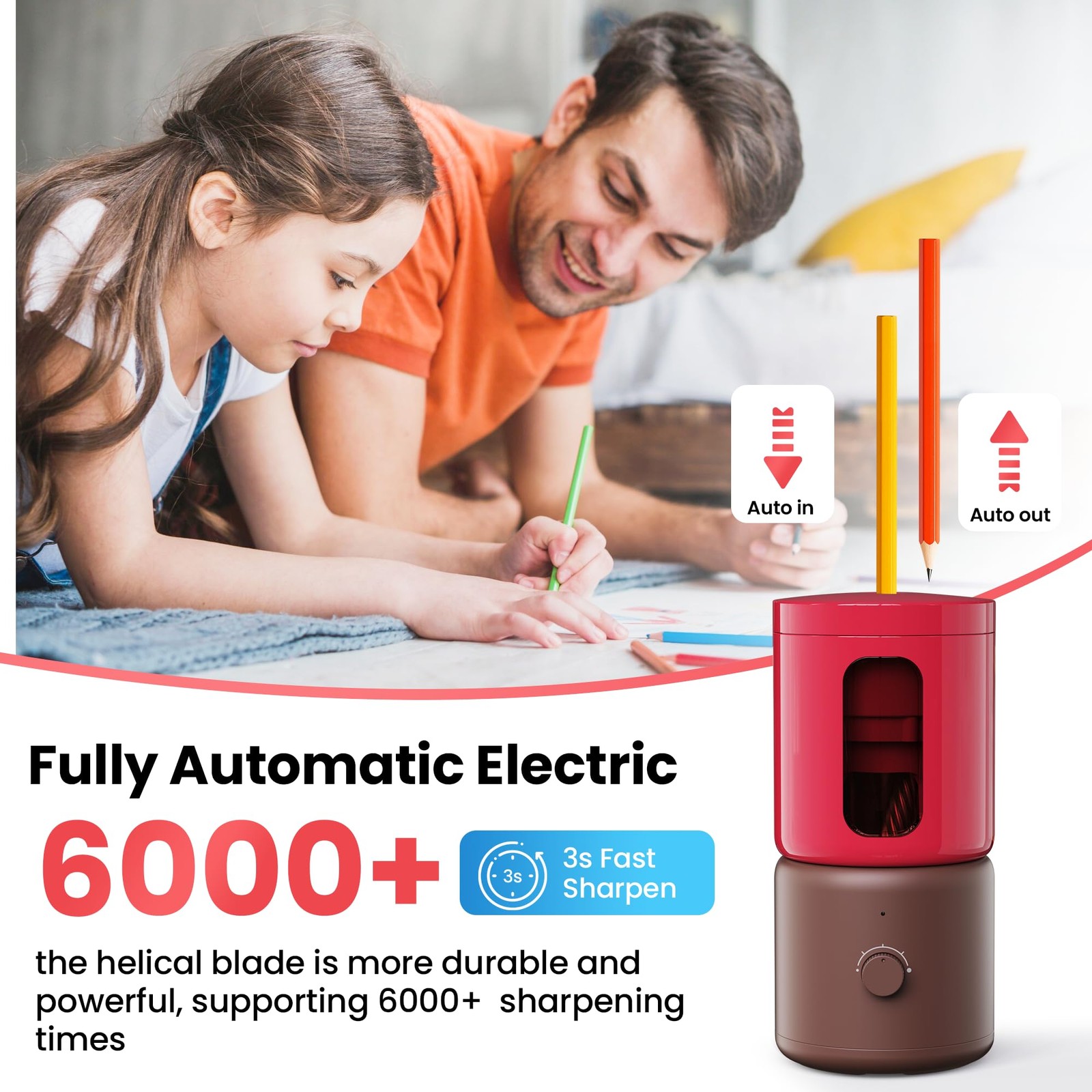 Pencil Sharpener with 5 Adjustable Settings for Artists, Fully Automatic Shar…