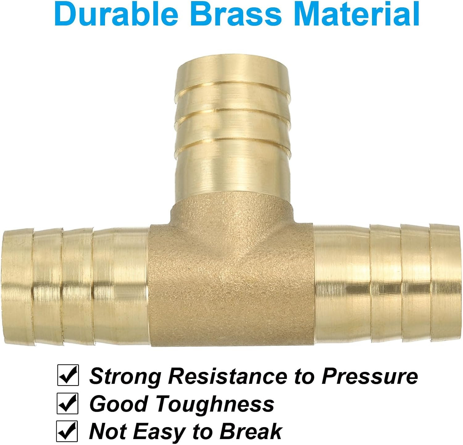 PATIKIL 5/8″ Brass Tee Hose Barb Fitting, 3 Ways Union Intersection T Shape Barb