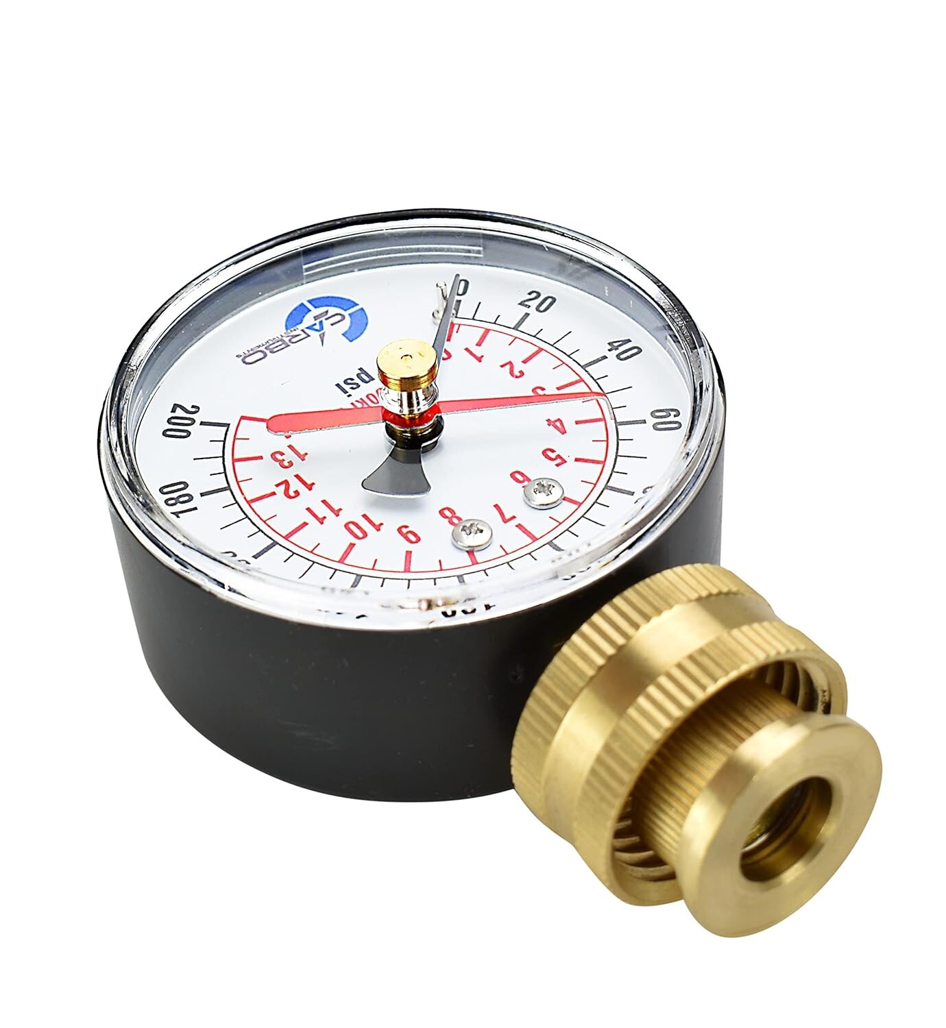 CARBO Instruments 2-1/2″ Water Pressure Test Gauge 200 psi, 3/4″ Female Hose