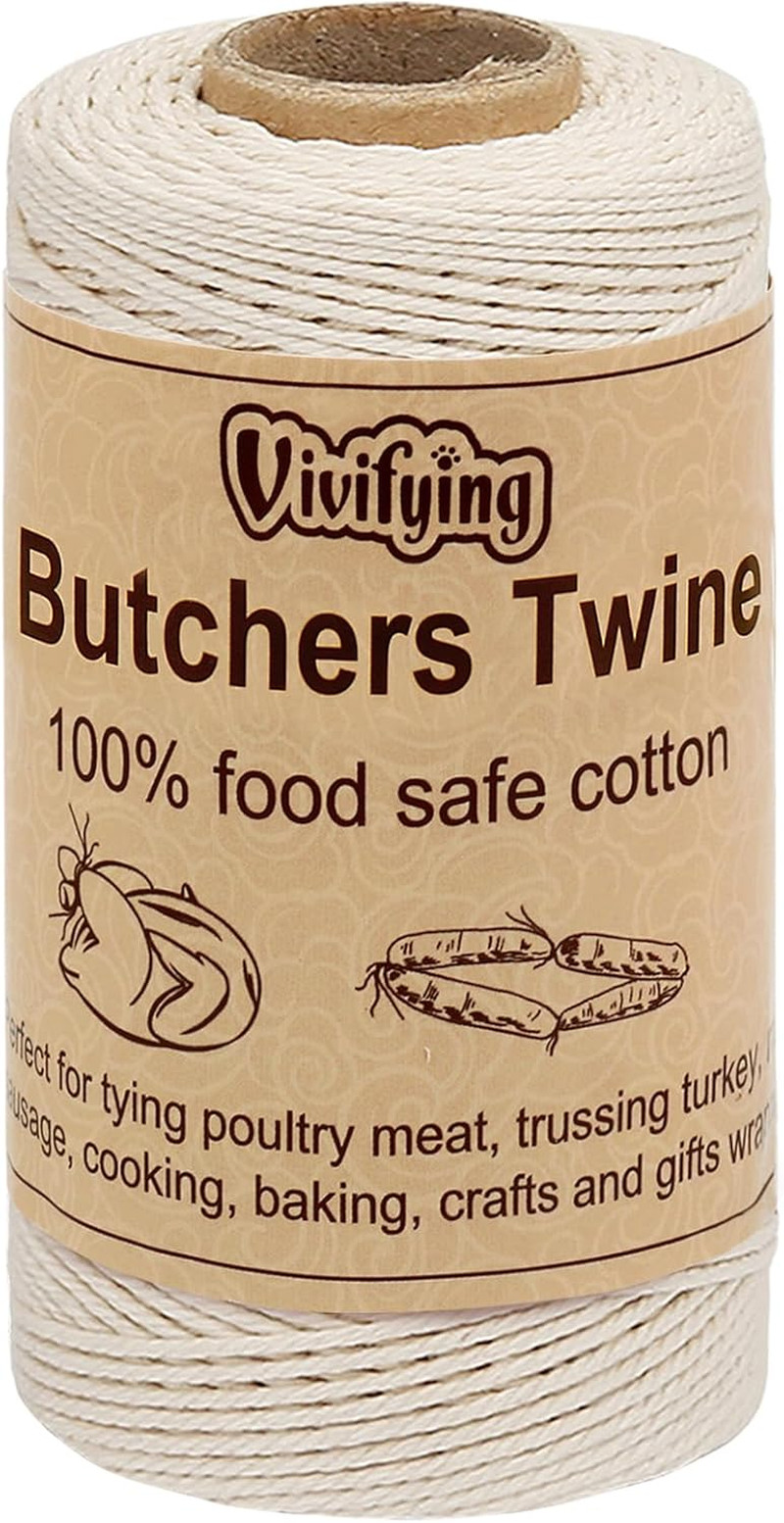 Butchers Twine,328′ 3Ply Cotton Bakers Twine,Food Safe Cooking String-Tying Meat