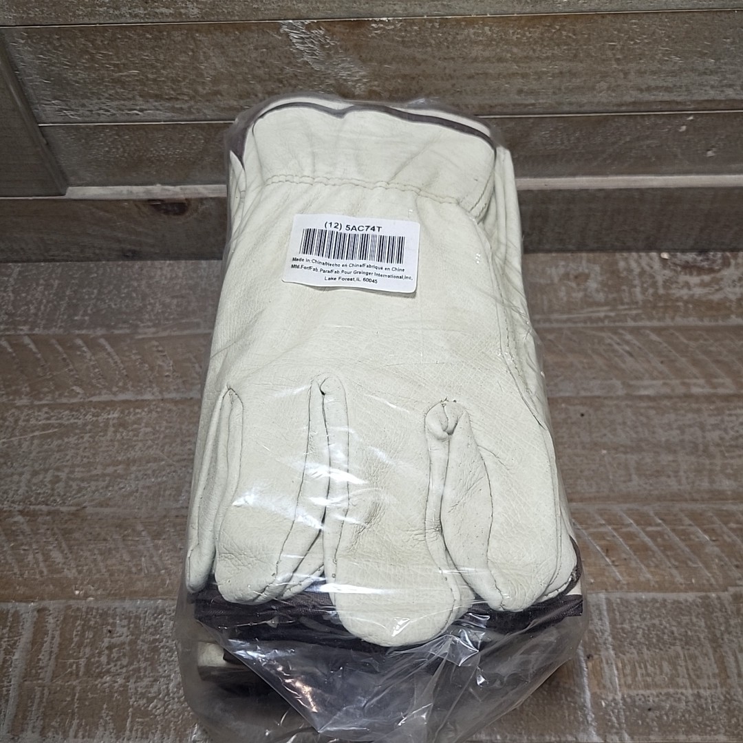 12 PAIR Pigskin Leather Work Gloves Size Large Lot of 12 Pairs New In Package