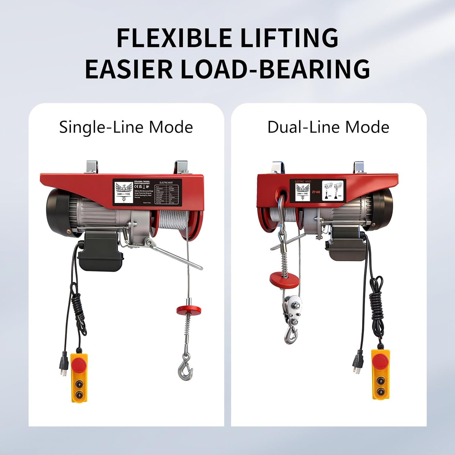 Electric Hoist, 440 Lbs Material Handling Tool, 110V Electric Winch with 14Ft Wi