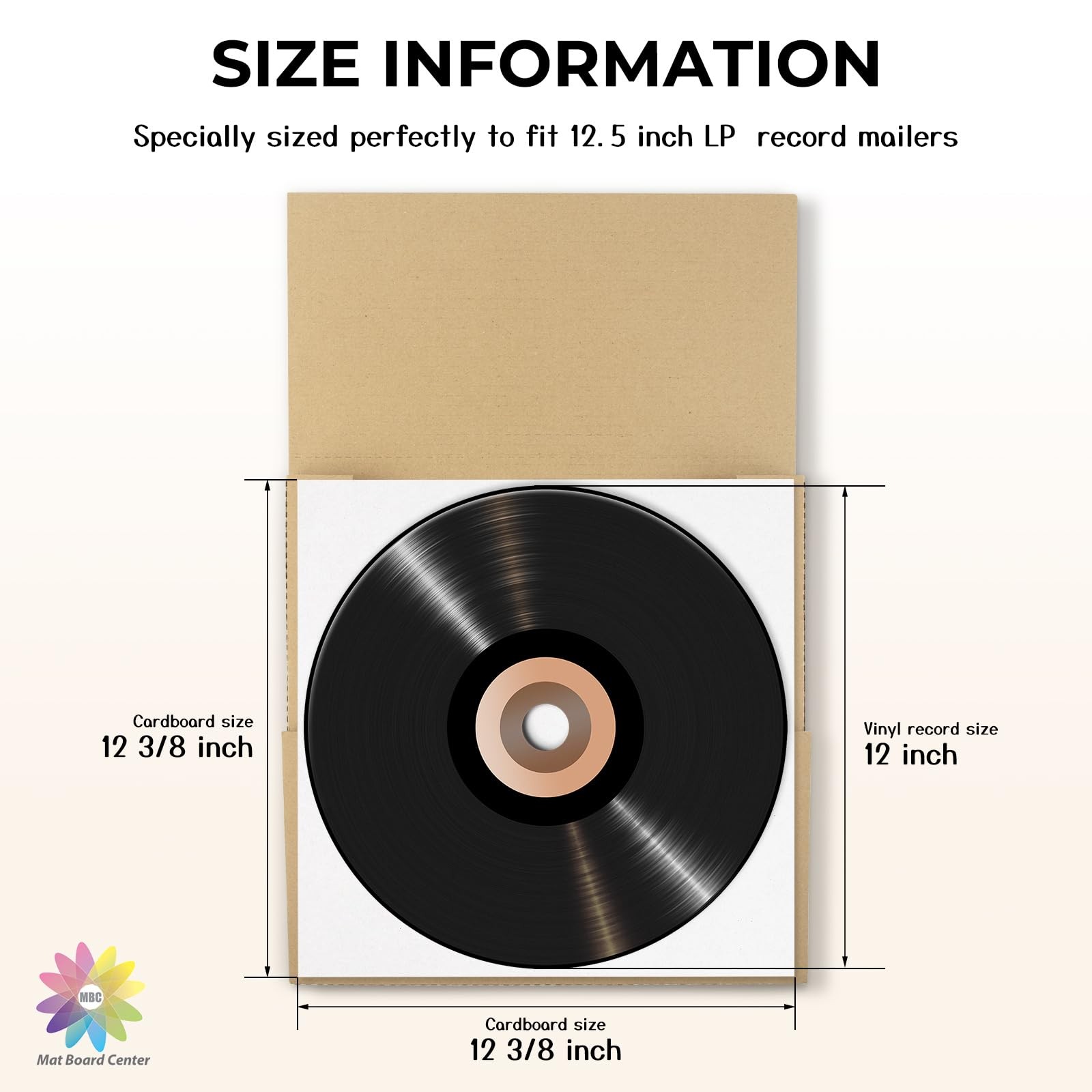 50 Pack 12-3/8 inch Vinyl LP Record Mailer Insert Pads Corrugated Sheets