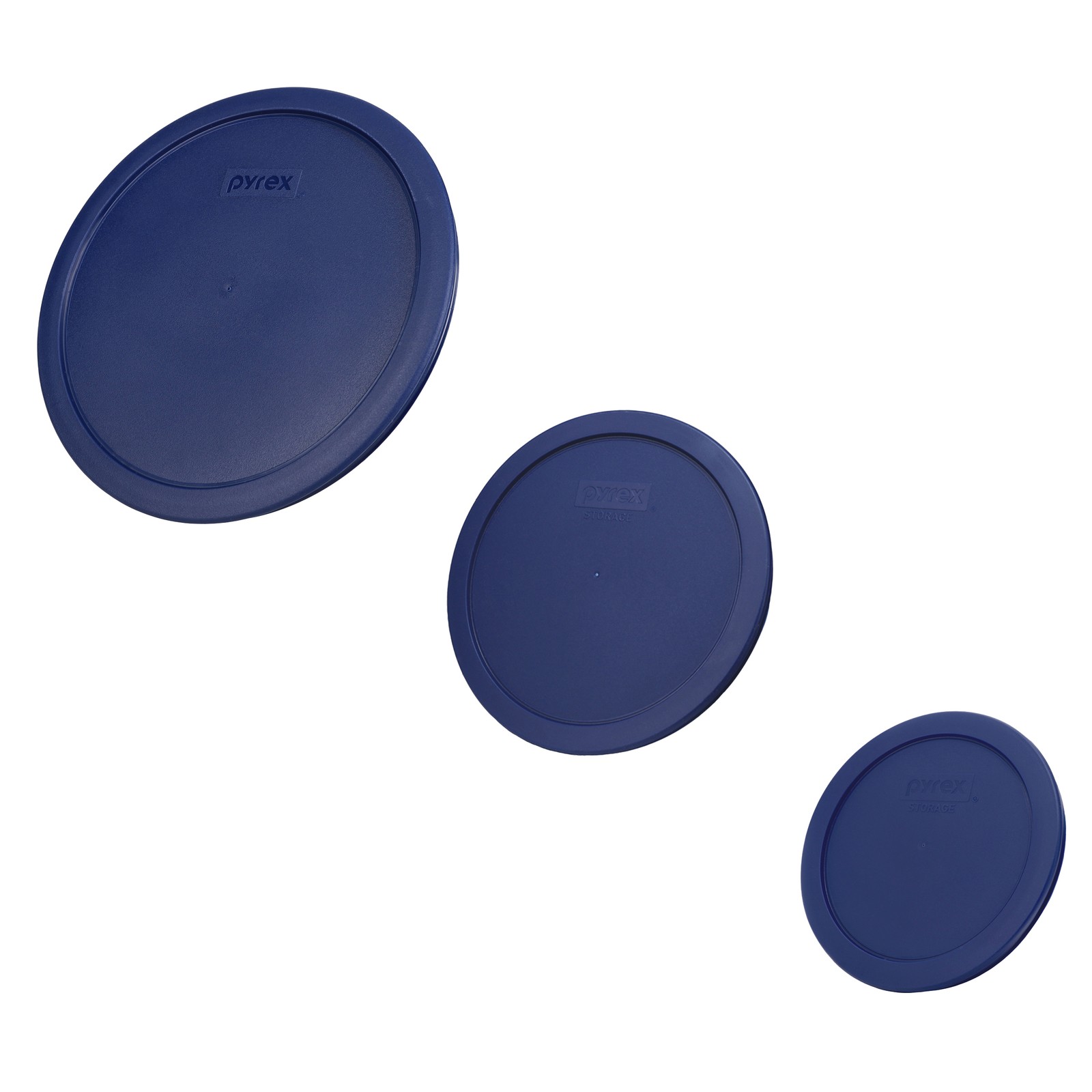 Pyrex (1) 7403-PC (1) 7402-PC and (1) 7201-PC Blue Plastic Replacement Lids