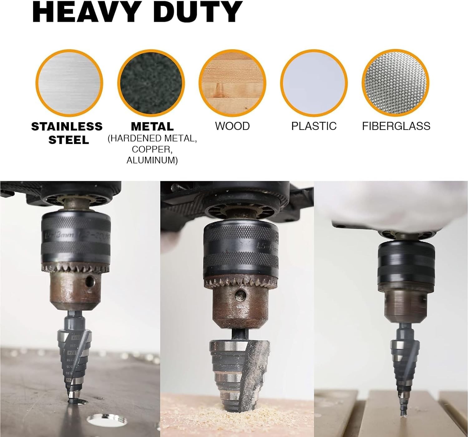 Step Drill Bit 1/4 to 2 Inch M2 HSS Spiral Double Fluted Hole Drilling Stainless