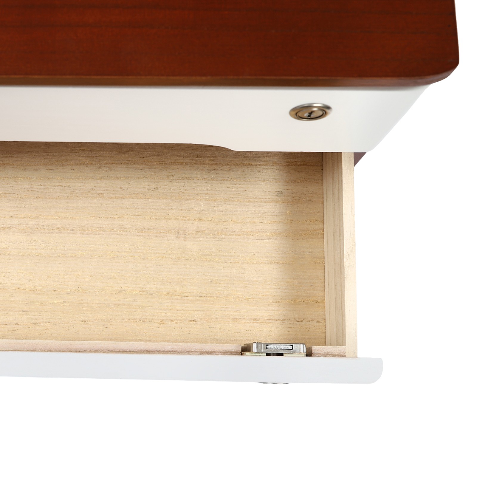 Premium Tung Wood Desktop Organizer 2 Tier Lockable Drawers Storage Solution