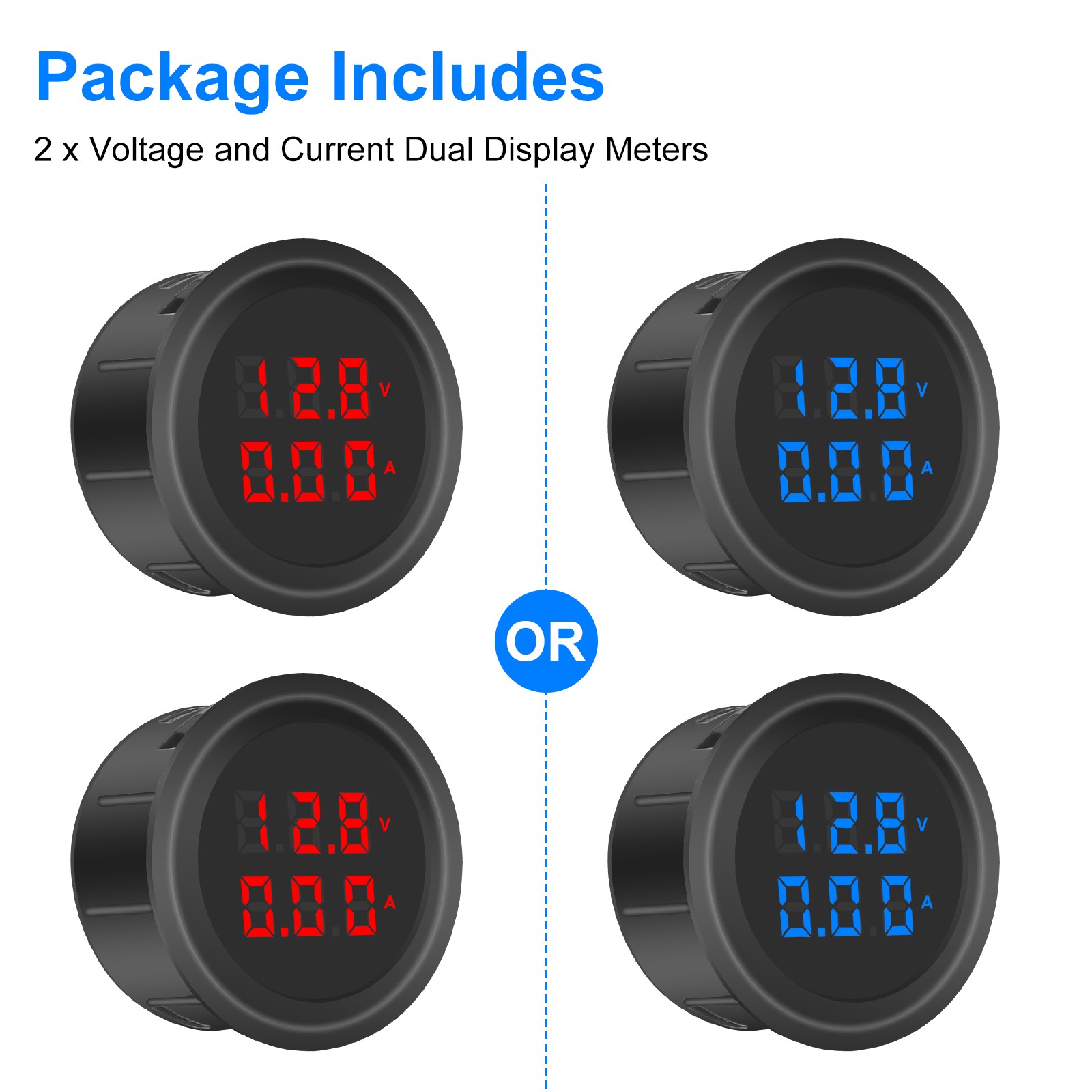 2PCS DC 5V-100V Digital Volt Gauge Amp Meter LED Display Voltage Current Monitor