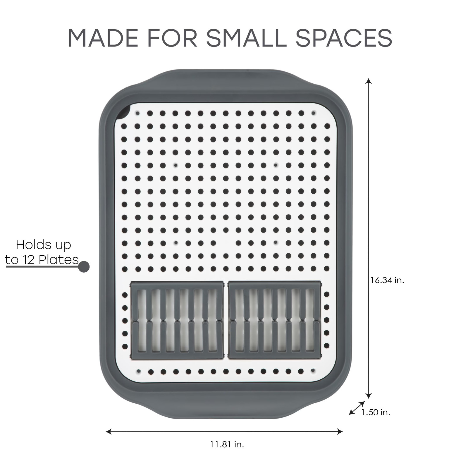 Gray Kitchen Details 2 Tone Dish Rack 16″ L Self Draining