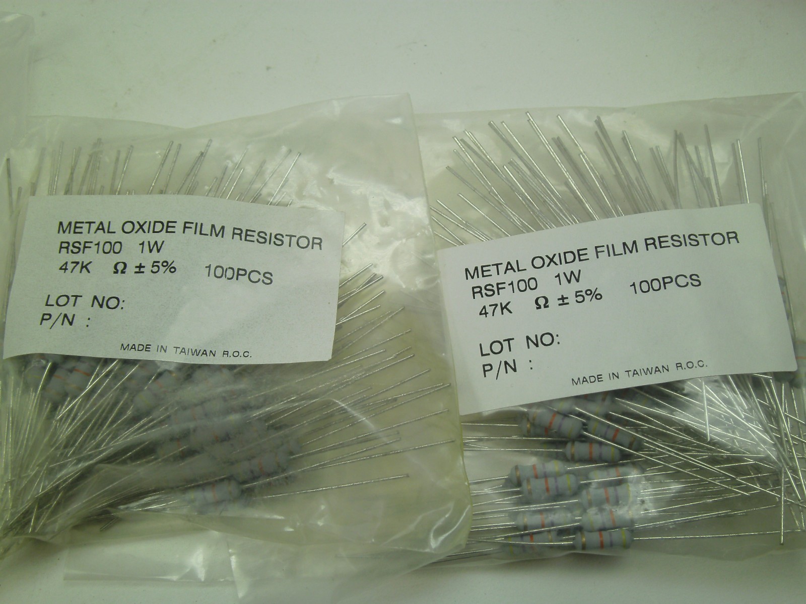 200 PCS! METAL OXIDE FILM RESISTOR 1W 47K OHMS ±5% SEE PHOTOS! FREE SHIP! RC